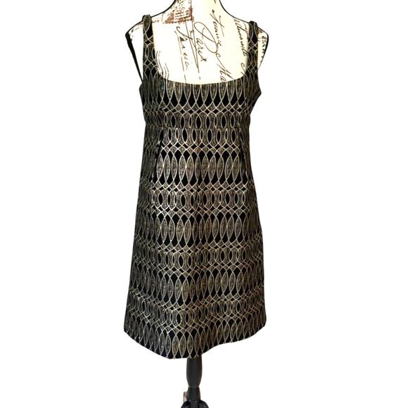 NWT Milly of New York Black and Gold Patterned Dress - Size 6 - Picture 2 of 10